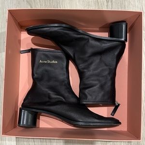 ACNE STUDIOS Black Logo Ankle Boots Sz 39